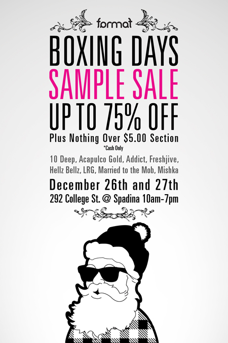 Toronto: Format Sample Sale Boxing Day