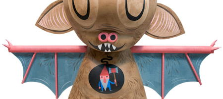 Amanda Visell’s 20″ “Gnome Eating Bat” Munny