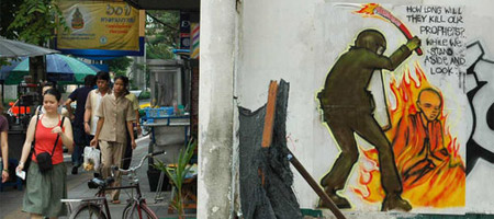 Anti-Olympic Graffiti On The Streets of Bangkok, Thailand