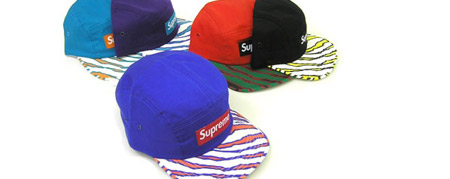 Supreme 5-Panel Striped Brim Caps